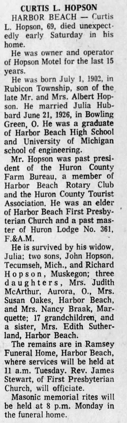 Hooks Waterfront Resort (Train Station Motel, Hopson Motel) - July 4 1971 Former Owner Passes Away (newer photo)